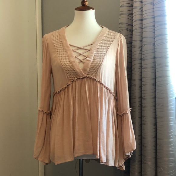 Free People Tops - F21 boho blush rayon top